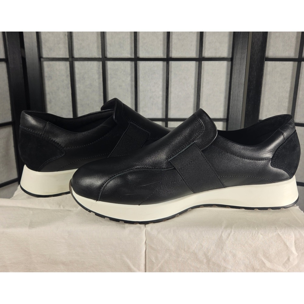 Munro Laurel Black Leather Suede Slip On Platform Sneakers 11M